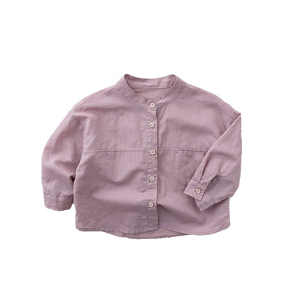Linen Blend Stand Collar Long Sleeve Shirt バンドカラー 長袖シャツ【mh0013150】 명옥 muziyouyou 長袖シャツ・ブラウス
