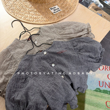 Linen Puff Sleeve Blouse ラッフル 半袖ブラウス【mh0013230】 ADbaby 半袖シャツ・ブラウス