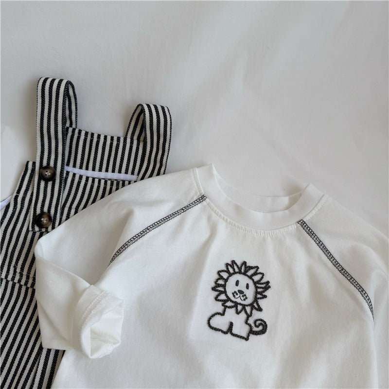 Lion Embroidery Cotton Long Sleeve T ライオン刺繍 長袖Tシャツ【mh0012270】 GL-Kids