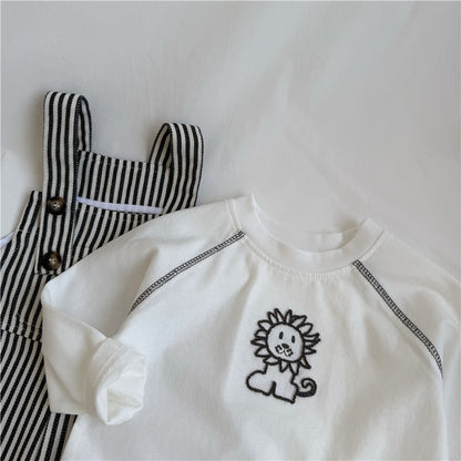 Lion Embroidery Cotton Long Sleeve T ライオン刺繍 長袖Tシャツ【mh0012270】 GL-Kids