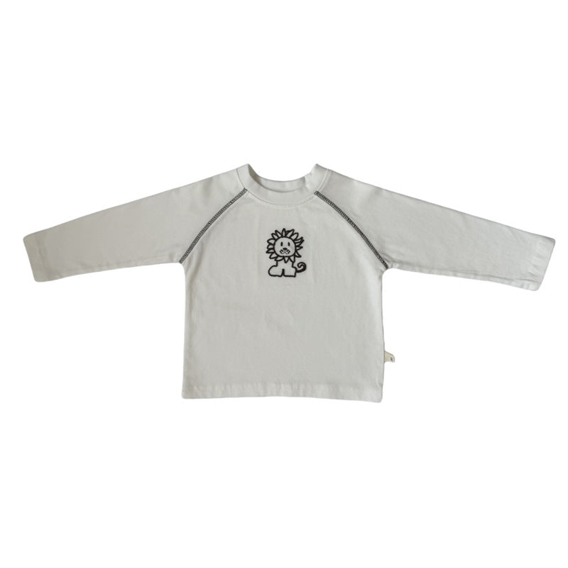 Lion Embroidery Cotton Long Sleeve T ライオン刺繍 長袖Tシャツ【mh0012270】 GL-Kids
