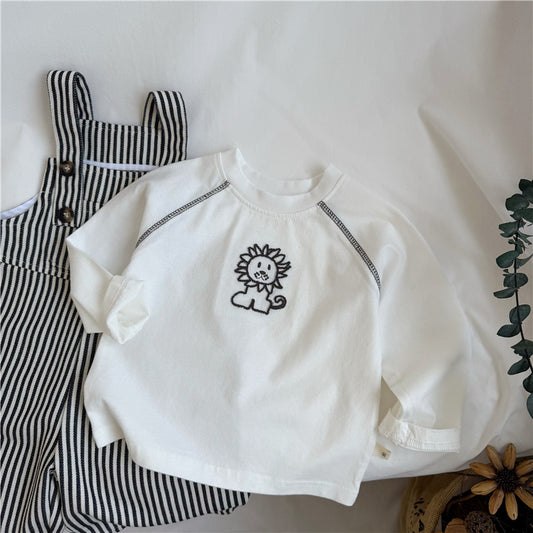 Lion Embroidery Cotton Long Sleeve T ライオン刺繍 長袖Tシャツ【mh0012270】 White / 80cm GL-Kids