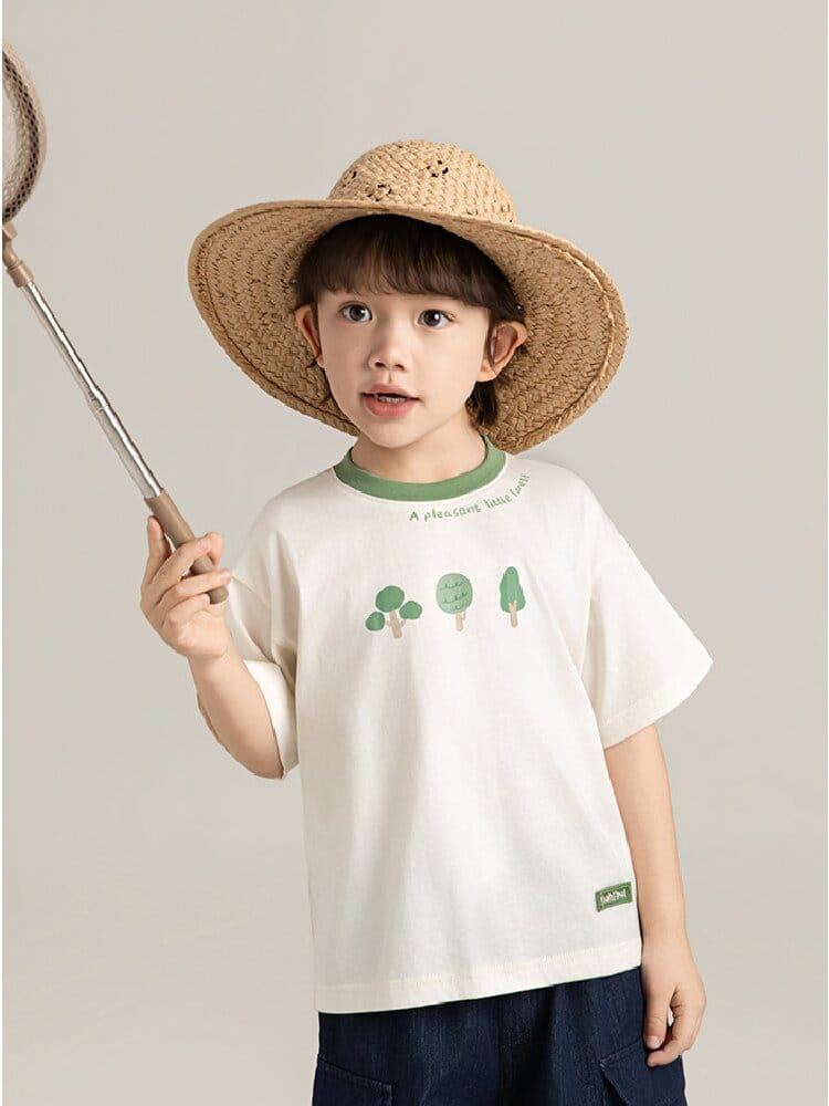 Little Forest Series リーフ柄 半袖シャツ Tシャツ デニム セットアップ【mh0012734】 YoehYaul 半袖セットアップ