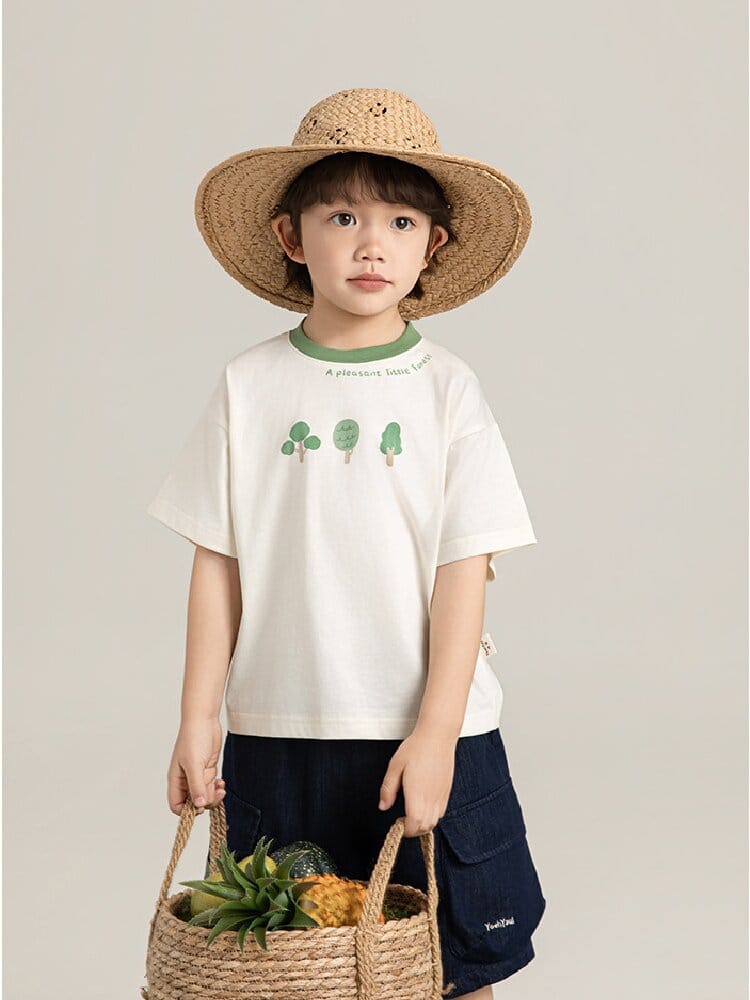 Little Forest Series リーフ柄 半袖シャツ Tシャツ デニム セットアップ【mh0012734】 YoehYaul 半袖セットアップ