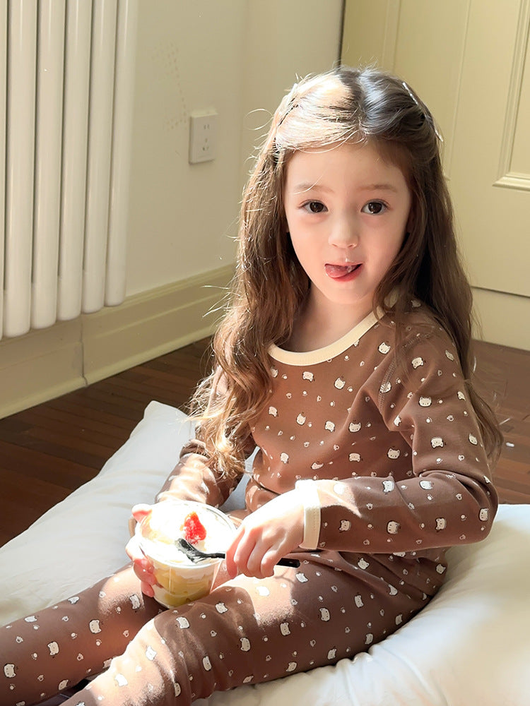 Long Sleeve Printed Pajama Set 長袖 プリント パジャマ セット【mh0012244】 Ambb 長袖パジャマ