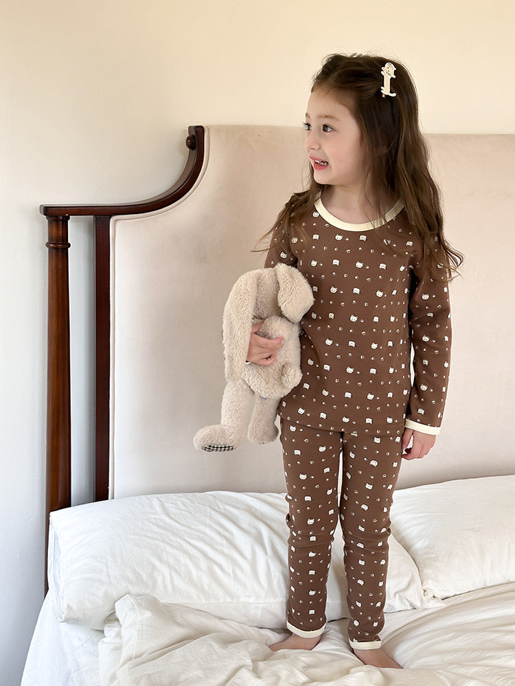 Long Sleeve Printed Pajama Set 長袖 プリント パジャマ セット【mh0012244】 Ambb 長袖パジャマ