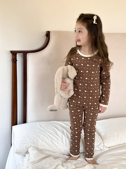 Long Sleeve Printed Pajama Set 長袖 プリント パジャマ セット【mh0012244】 Ambb 長袖パジャマ