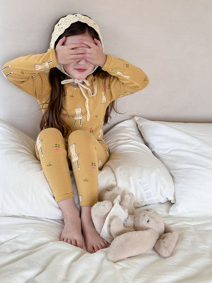 Long Sleeve Printed Pajama Set 長袖 プリント パジャマ セット【mh0012244】 Ambb 長袖パジャマ