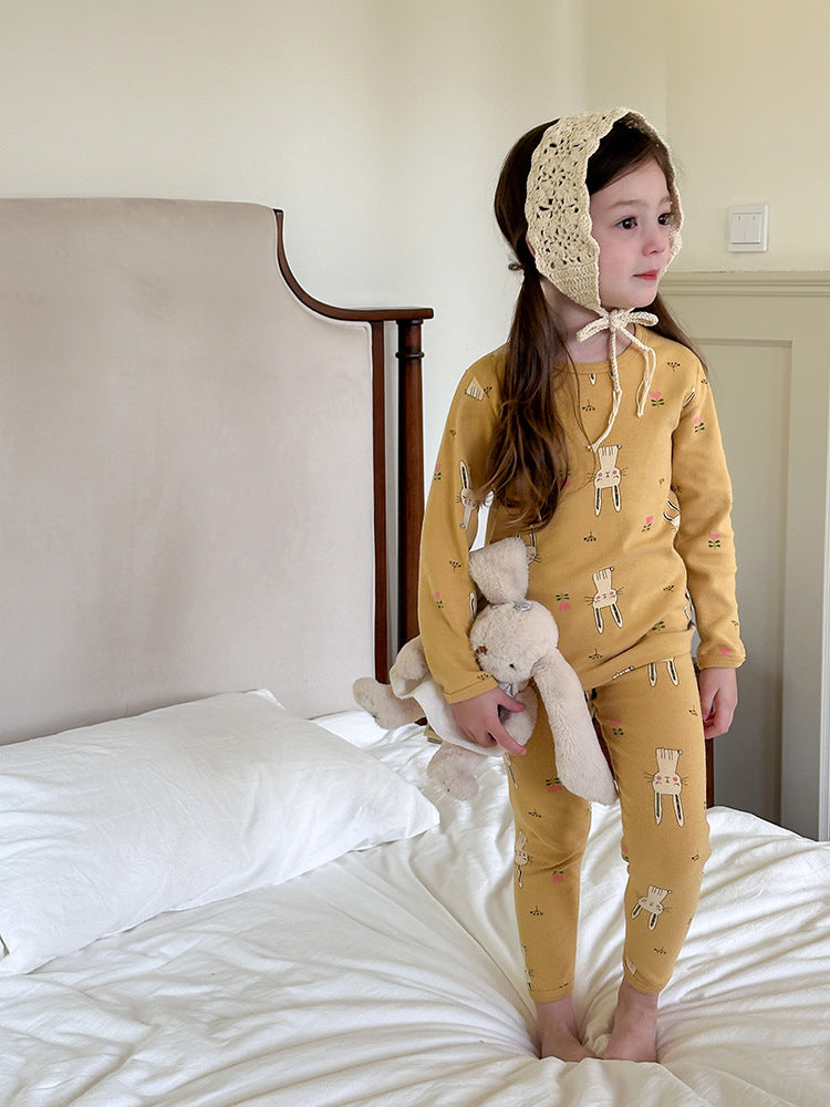 Long Sleeve Printed Pajama Set 長袖 プリント パジャマ セット【mh0012244】 Ambb 長袖パジャマ