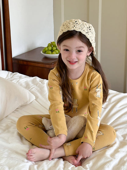 Long Sleeve Printed Pajama Set 長袖 プリント パジャマ セット【mh0012244】 Ambb 長袖パジャマ