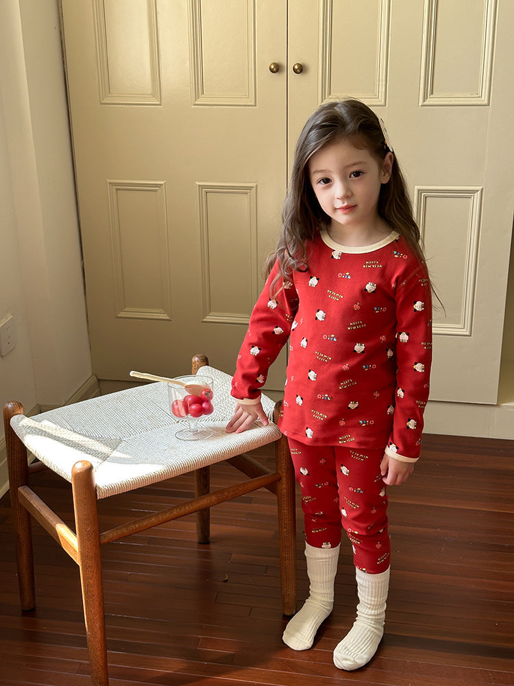 Long Sleeve Printed Pajama Set 長袖 プリント パジャマ セット【mh0012244】 Ambb 長袖パジャマ