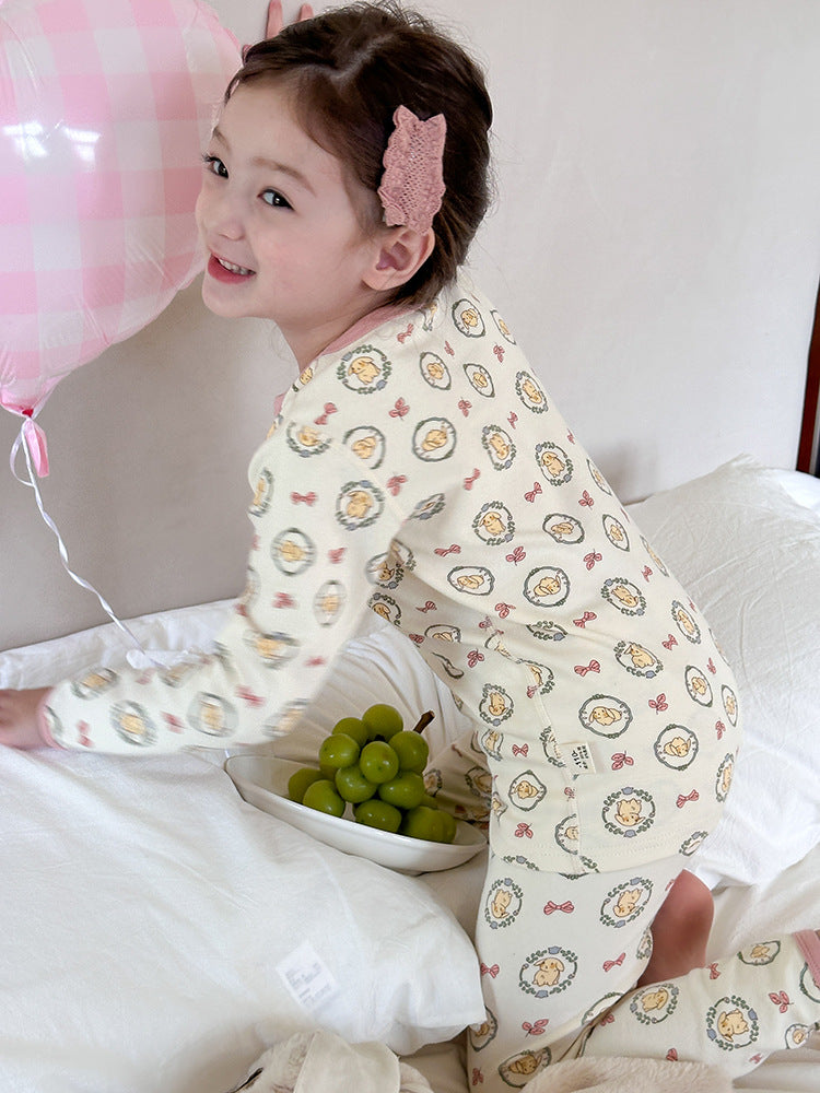 Long Sleeve Printed Pajama Set 長袖 プリント パジャマ セット【mh0012244】 Ambb 長袖パジャマ