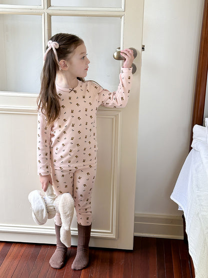 Long Sleeve Printed Pajama Set 長袖 プリント パジャマ セット【mh0012244】 Ambb 長袖パジャマ