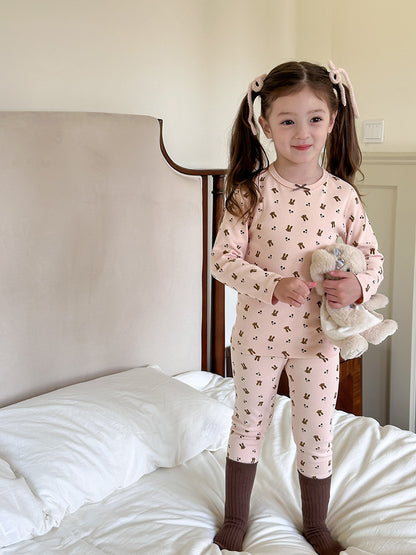 Long Sleeve Printed Pajama Set 長袖 プリント パジャマ セット【mh0012244】 Ambb 長袖パジャマ