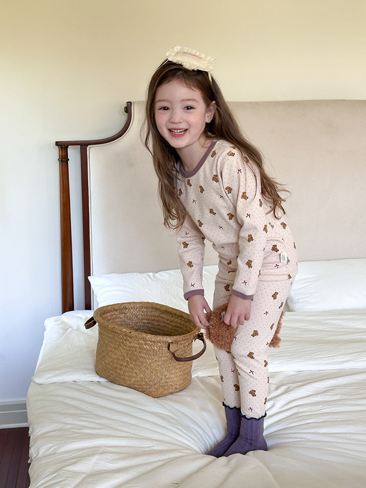 Long Sleeve Printed Pajama Set 長袖 プリント パジャマ セット【mh0012244】 Ambb 長袖パジャマ