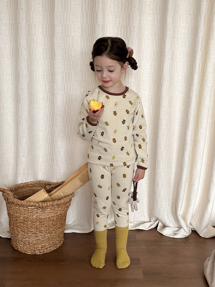 Long Sleeve Printed Pajama Set 長袖 プリント パジャマ セット【mh0012244】 Ambb 長袖パジャマ