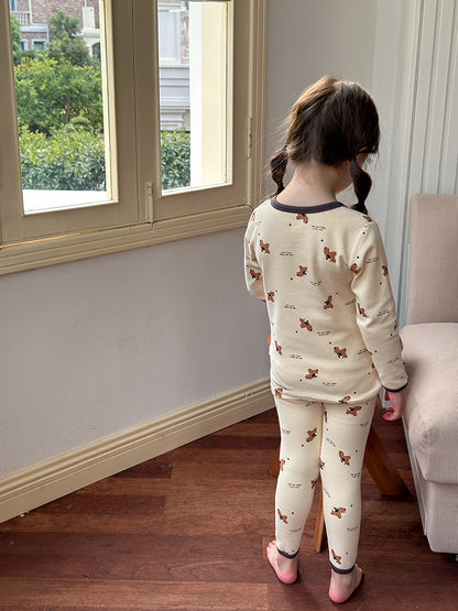 Long Sleeve Printed Pajama Set 長袖 プリント パジャマ セット【mh0012244】 Ambb 長袖パジャマ