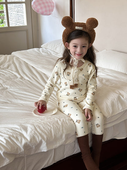 Long Sleeve Printed Pajama Set 長袖 プリント パジャマ セット【mh0012244】 Ambb 長袖パジャマ