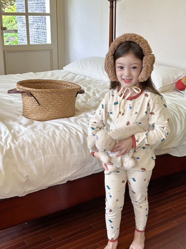 Long Sleeve Printed Pajama Set 長袖 プリント パジャマ セット【mh0012244】 Ambb 長袖パジャマ