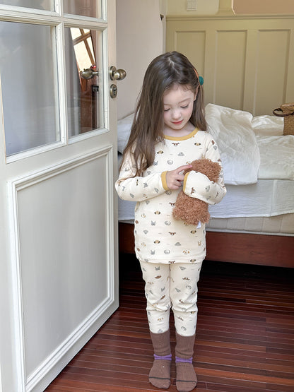 Long Sleeve Printed Pajama Set 長袖 プリント パジャマ セット【mh0012244】 Ambb 長袖パジャマ