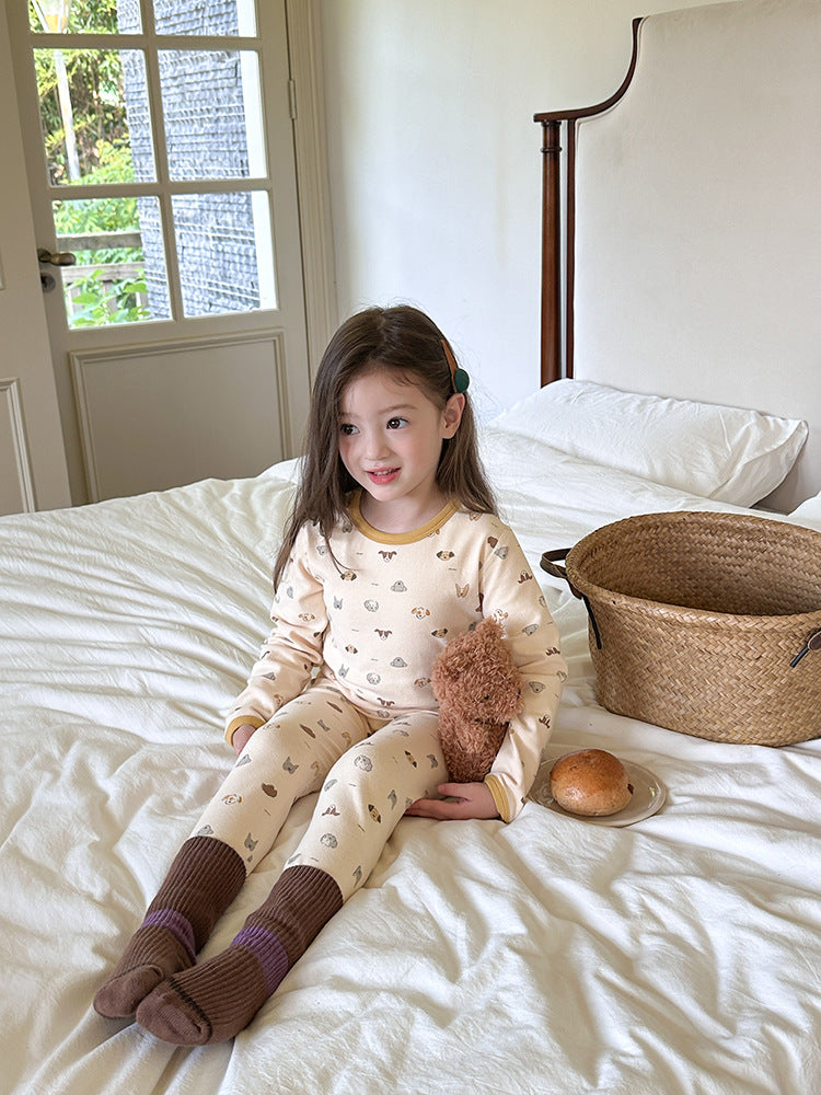 Long Sleeve Printed Pajama Set 長袖 プリント パジャマ セット【mh0012244】 Ambb 長袖パジャマ