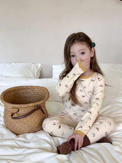 Long Sleeve Printed Pajama Set 長袖 プリント パジャマ セット【mh0012244】 Ambb 長袖パジャマ