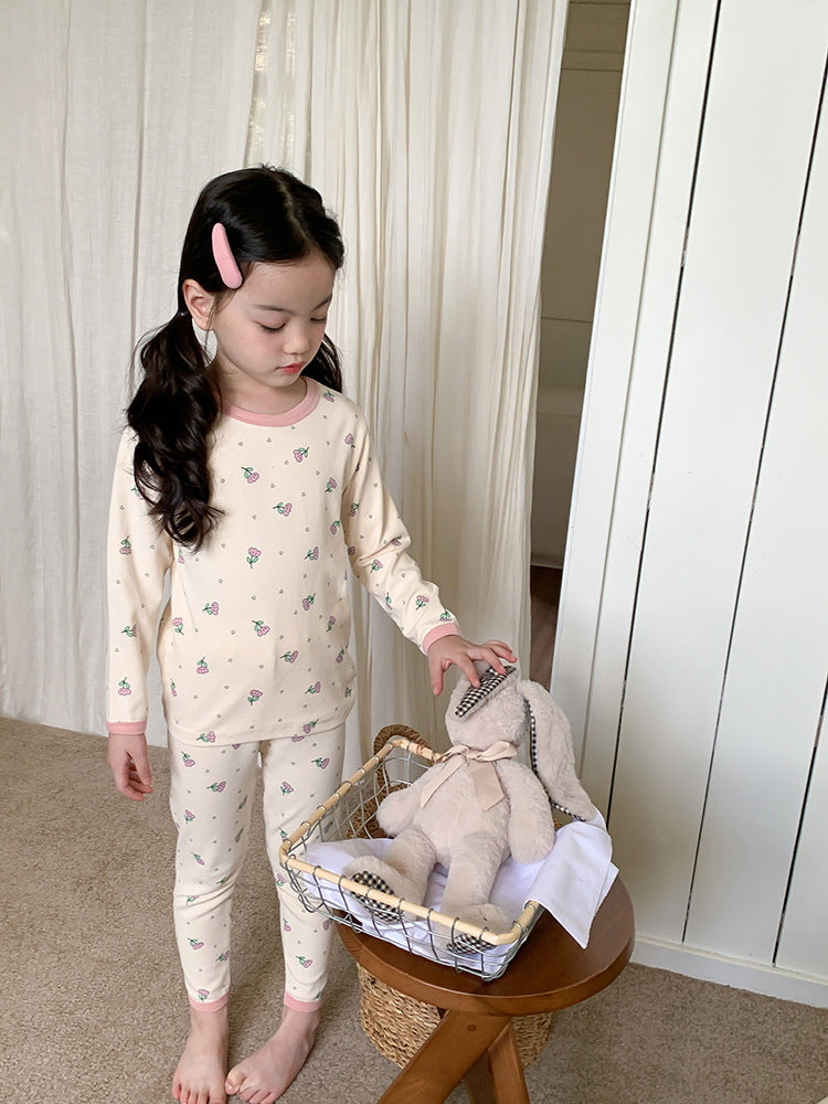 Long Sleeve Printed Pajamas 長袖 プリント パジャマ セット【mh0012243】 Ambb 長袖パジャマ