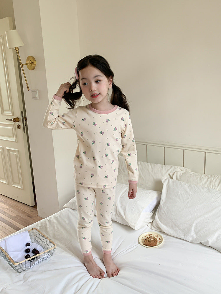 Long Sleeve Printed Pajamas 長袖 プリント パジャマ セット【mh0012243】 Ambb 長袖パジャマ