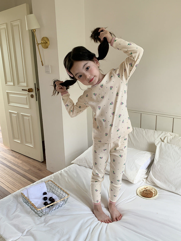 Long Sleeve Printed Pajamas 長袖 プリント パジャマ セット【mh0012243】 Ambb 長袖パジャマ