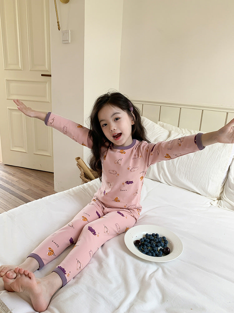 Long Sleeve Printed Pajamas 長袖 プリント パジャマ セット【mh0012243】 Ambb 長袖パジャマ