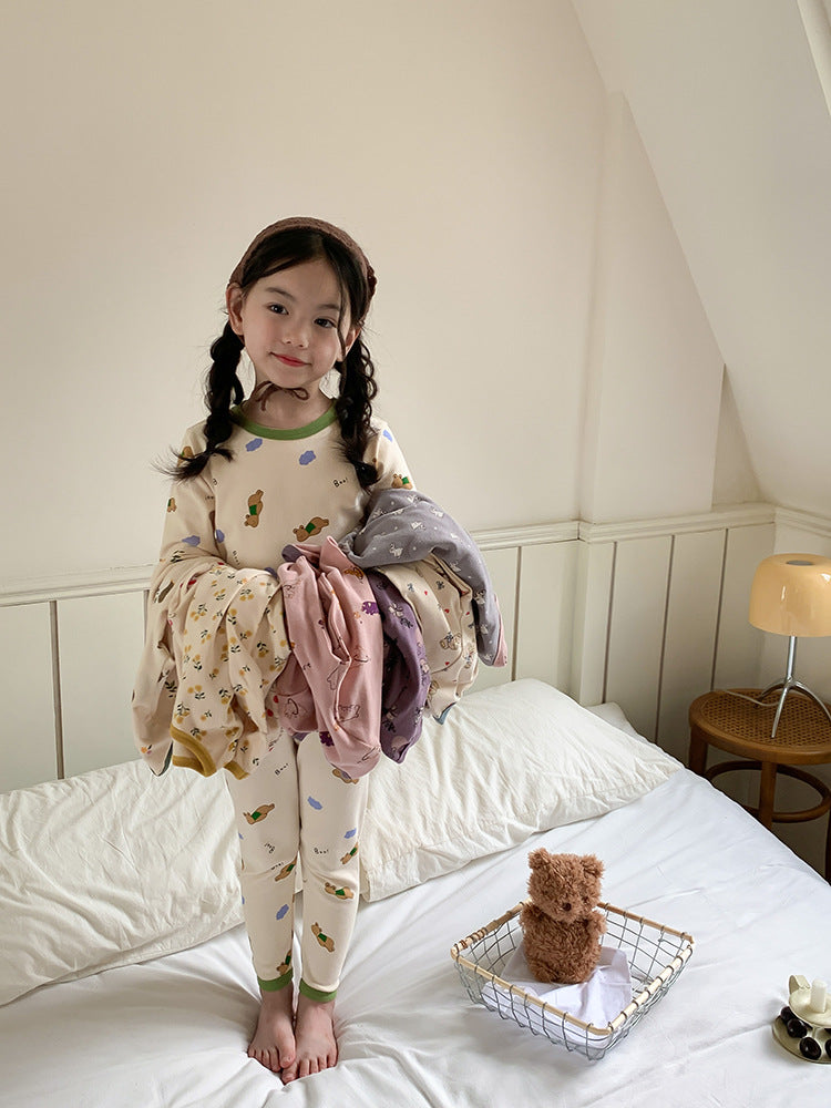 Long Sleeve Printed Pajamas 長袖 プリント パジャマ セット【mh0012243】 Ambb 長袖パジャマ