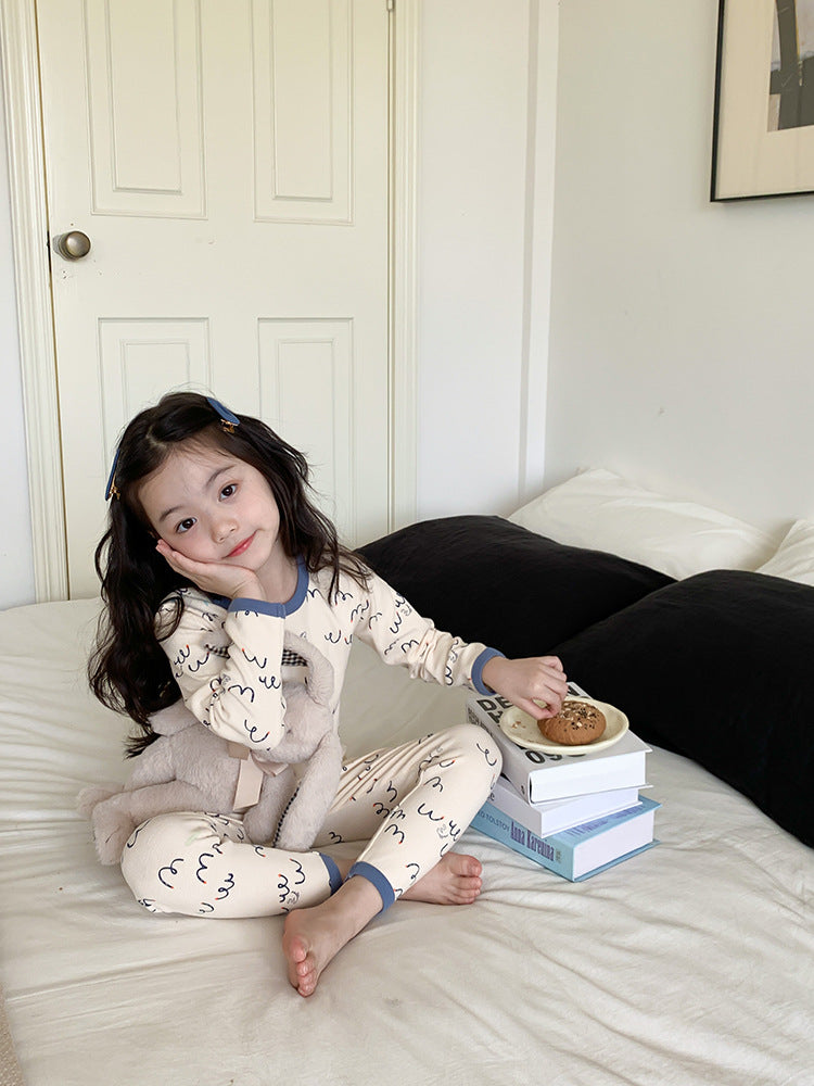 Long Sleeve Printed Pajamas 長袖 プリント パジャマ セット【mh0012243】 Ambb 長袖パジャマ