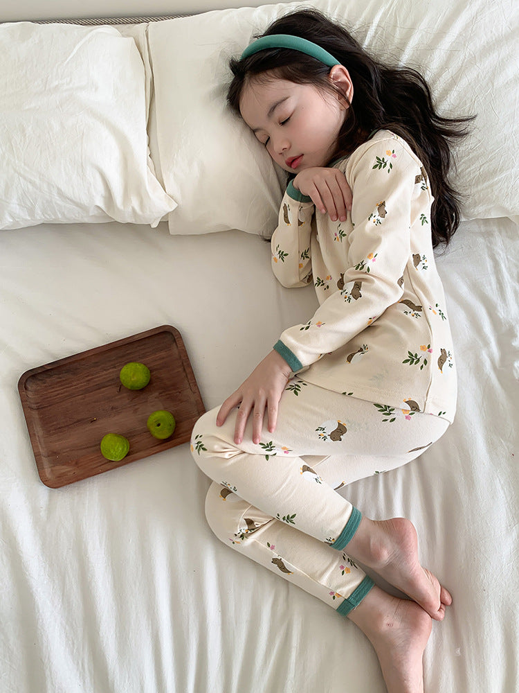 Long Sleeve Printed Pajamas 長袖 プリント パジャマ セット【mh0012243】 Ambb 長袖パジャマ