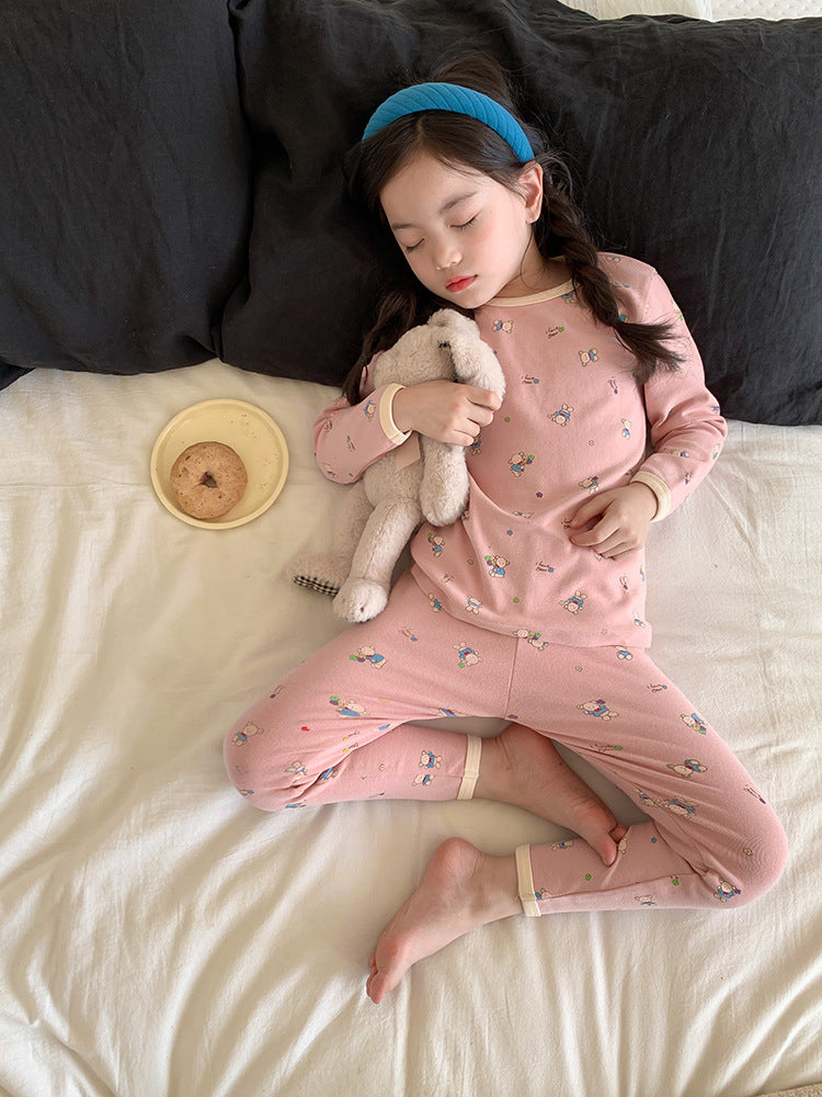 Long Sleeve Printed Pajamas 長袖 プリント パジャマ セット【mh0012243】 Ambb 長袖パジャマ