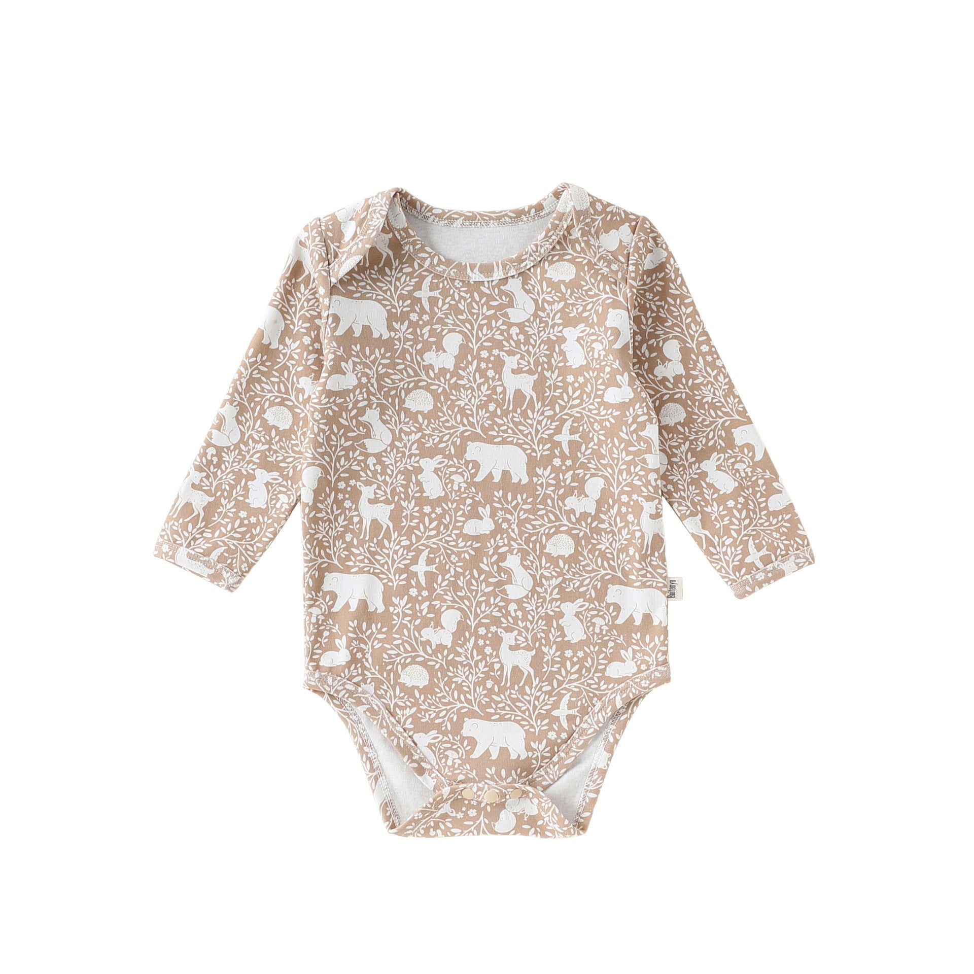 Long-Sleeve Printed Romper プリント 長袖ロンパース【mh0012326】 66cm / Forest animals mamahalo shop