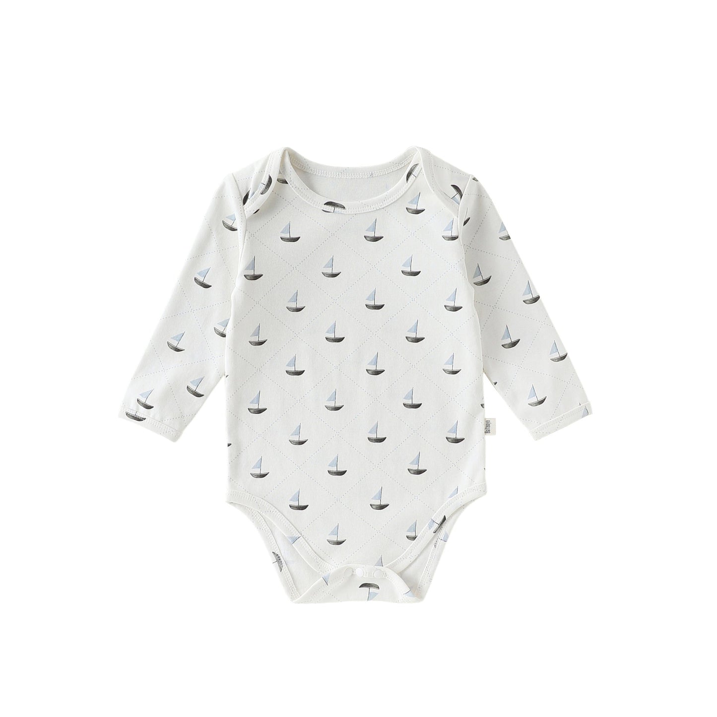 Long-Sleeve Printed Romper プリント 長袖ロンパース【mh0012326】 66cm / Small sailboat mamahalo shop