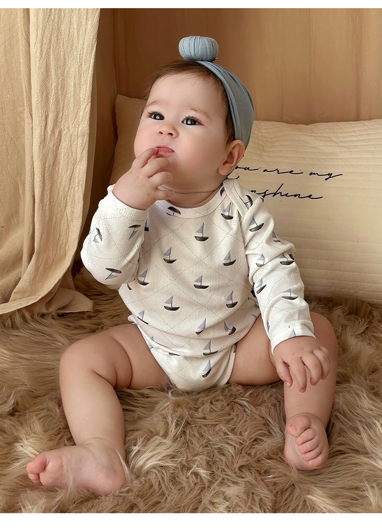 Long-Sleeve Printed Romper プリント 長袖ロンパース【mh0012326】 Beitaoya