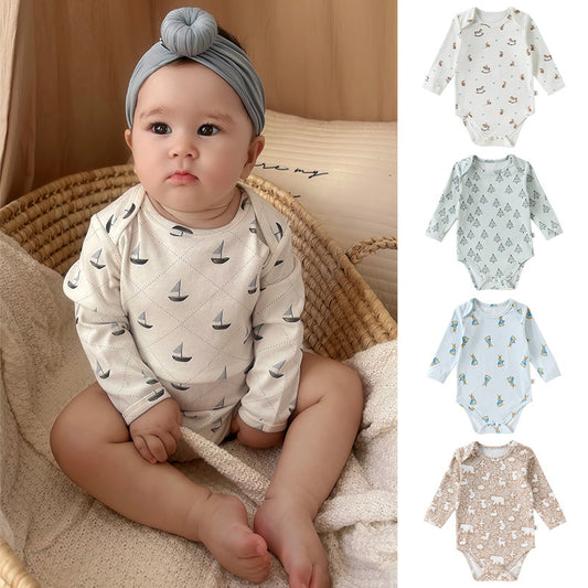 Long-Sleeve Printed Romper プリント 長袖ロンパース【mh0012326】 Beitaoya