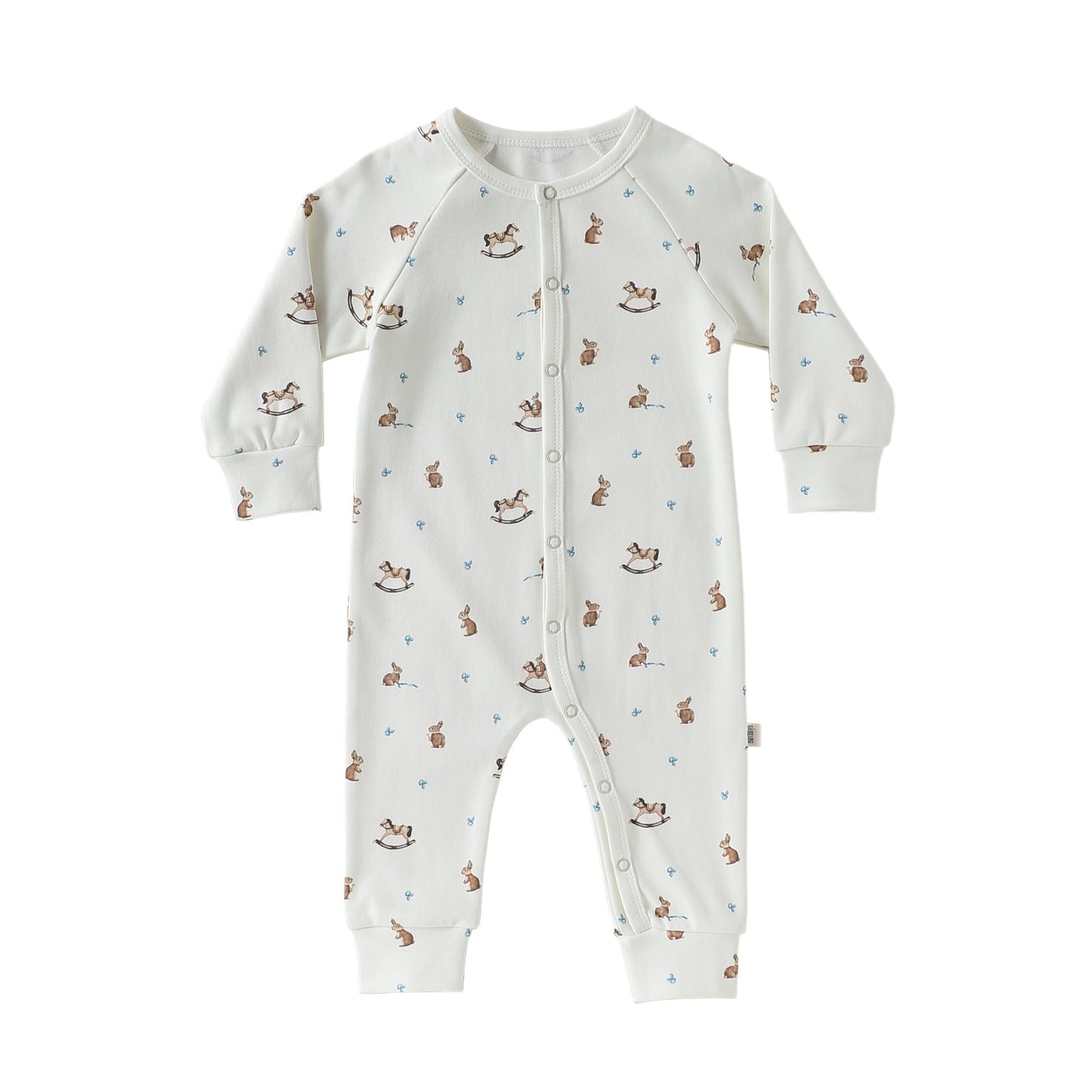 Long-Sleeve Printed Romper プリント 長袖カバーオール【mh0012327】 66cm / Small wooden horse mamahalo shop