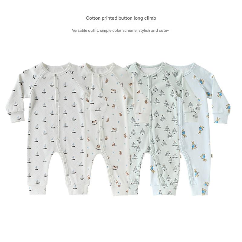 Long-Sleeve Printed Romper プリント 長袖カバーオール【mh0012327】 Beitaoya