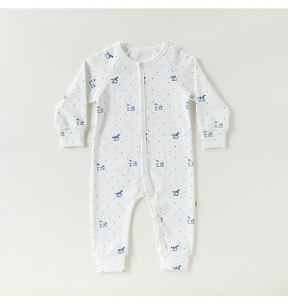 Long-Sleeve Printed Romper プリント 長袖カバーオール【mh0012327】 Beitaoya