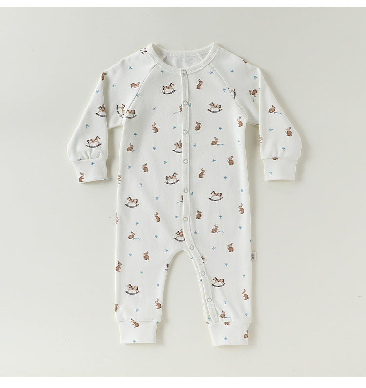 Long-Sleeve Printed Romper プリント 長袖カバーオール【mh0012327】 Beitaoya