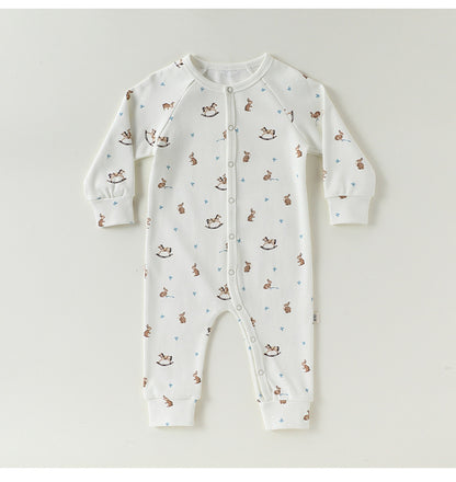 Long-Sleeve Printed Romper プリント 長袖カバーオール【mh0012327】 Beitaoya