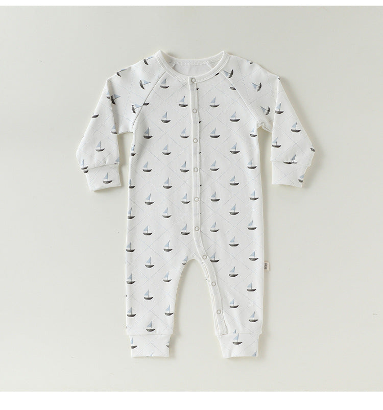 Long-Sleeve Printed Romper プリント 長袖カバーオール【mh0012327】 Beitaoya