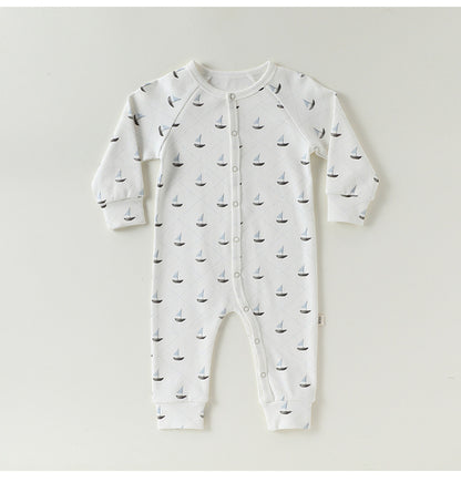 Long-Sleeve Printed Romper プリント 長袖カバーオール【mh0012327】 Beitaoya