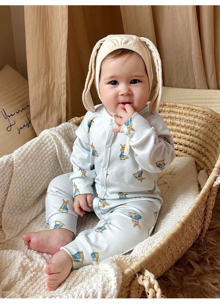 Long-Sleeve Printed Romper プリント 長袖カバーオール【mh0012327】 Beitaoya