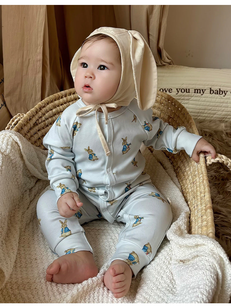 Long-Sleeve Printed Romper プリント 長袖カバーオール【mh0012327】 Beitaoya