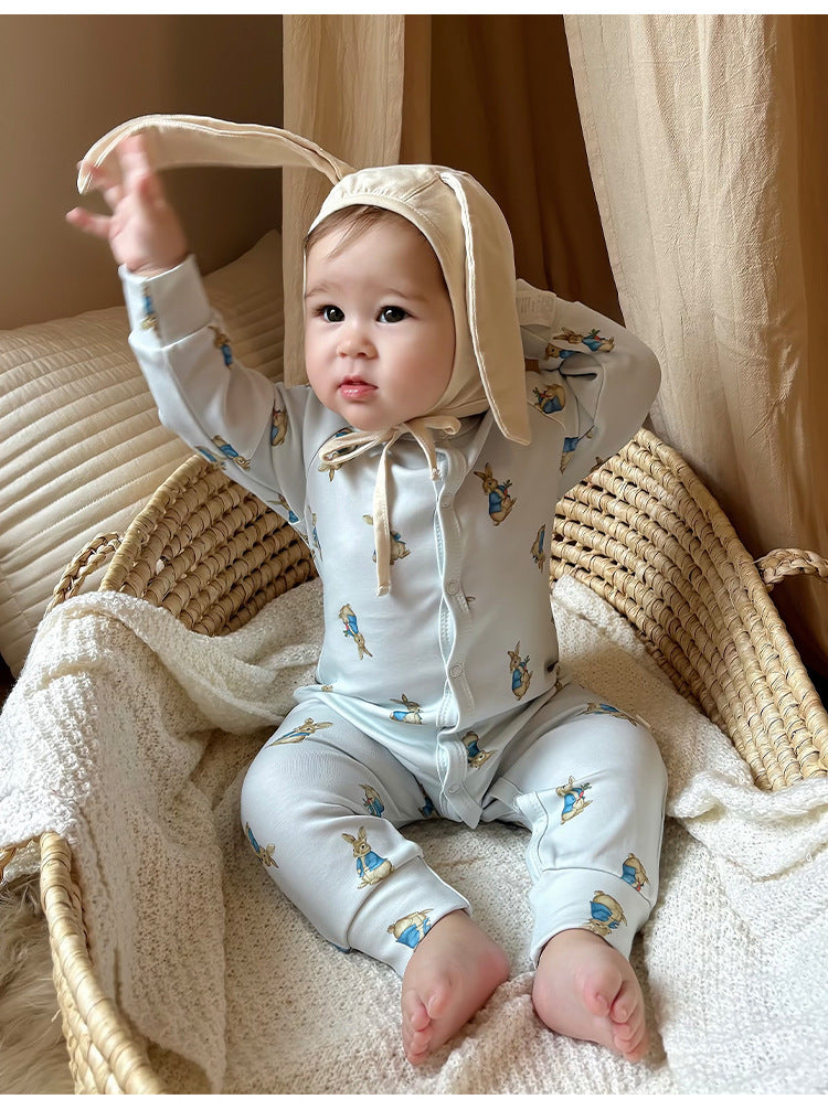 Long-Sleeve Printed Romper プリント 長袖カバーオール【mh0012327】 Beitaoya