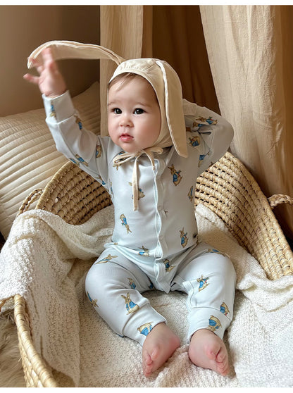 Long-Sleeve Printed Romper プリント 長袖カバーオール【mh0012327】 Beitaoya