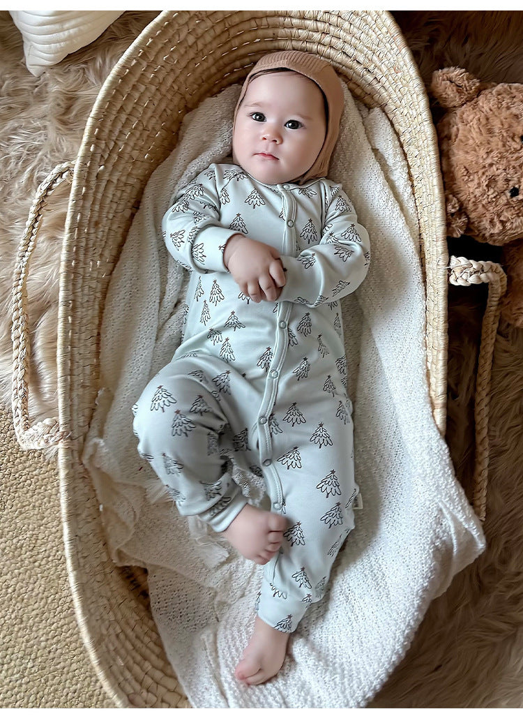 Long-Sleeve Printed Romper プリント 長袖カバーオール【mh0012327】 Beitaoya